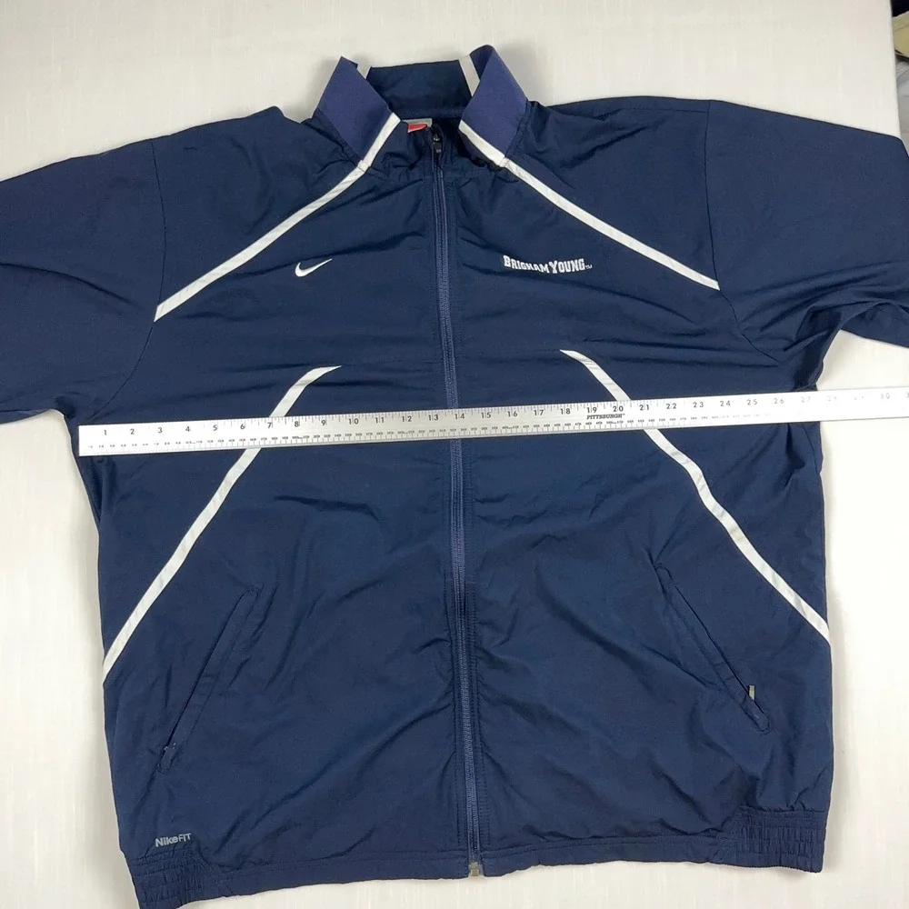 Nike BYU Brigham Young Cougars Windbreaker Jacket Navy XL NikeFit Team Issued